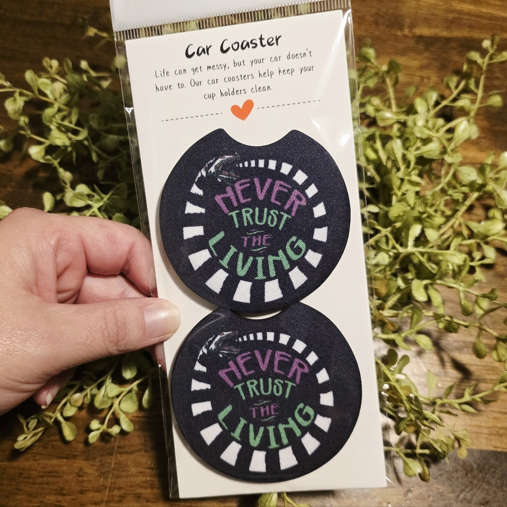 Never Trust the Living Car Coaster Set - Black and Green